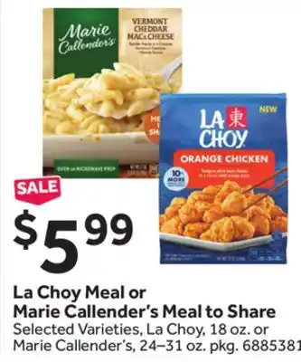 Stop&Shop La Choy Meal or Marie Callender's Meal to Share offer