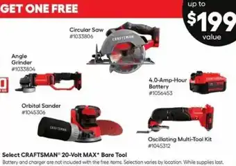 Lowe's Craftsman 20-Volt Max Bare Tool offer