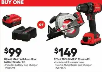 Lowe's 20-Volt Max 4.0-Amp Battery Starter Kit offer