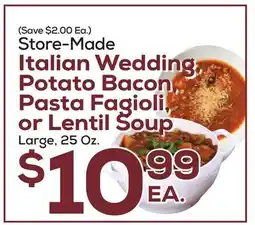 DeCicco & Sons Italian Wedding, Potato Bacon, Pasta Fagioli, or Lentil Soup offer