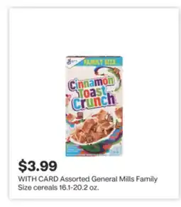 CVS Assorted General Mills Family Size cereals 16.1-20.2 oz offer