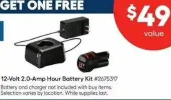 Lowe's 12-Volt 2.0-Amp Hour Battery Kit offer