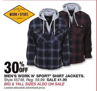 Blain's Farm & Fleet MEN'S WORK N'SPORT SHIRT JACKETS offer