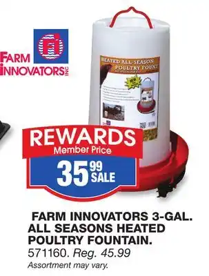 Blain's Farm & Fleet FARM INNOVATORS 3-GAL. ALL SEASONS HEATED POULTRY FOUNTAIN offer