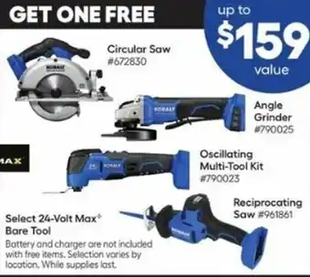 Lowe's Circular Saw, Angle Grinder, Iscillating Multi-Tool Kit, Reciprocating Saw, 24-Volt Max Bare Tool offer