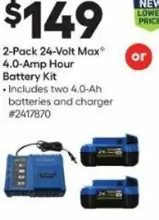 Lowe's 2-Pack 24-Volt Max 4.0-Amp Hour Battery Kit offer