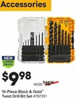 Lowe's 14-Piece Black & Gold Twist Drill Bit Set offer