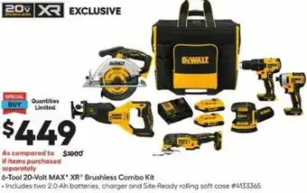 Lowe's 6-Tool 20-Volt Max XR Brushless Combo Kit offer