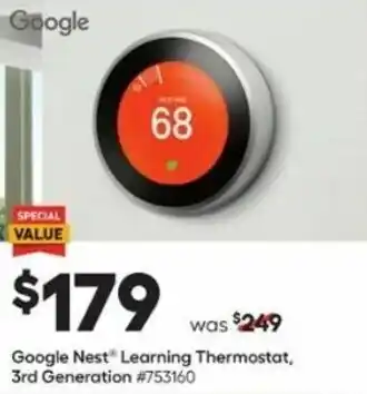 Lowe's Google Nest Learning Thermostat, 3rd Generation offer