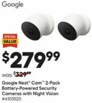 Lowe's Google Nest Cam 2-Pack Battery-Powered Security Cameras With Night Vision offer