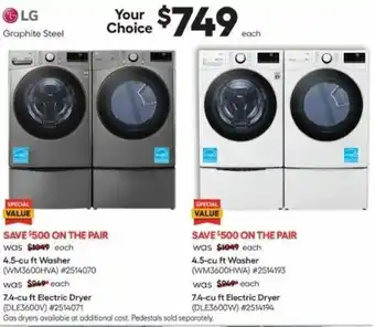 Lowe's 4.5-Cu Ft Washer, 7.4-Cu Ft Electric Dryer, 4.5-Cu Ft Washer, 7.4-Cu Ft Electric Dryer offer