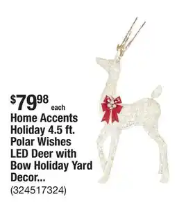 The Home Depot Home Accents Holiday 4.5 ft. Polar Wishes LED Deer with Bow Holiday Yard Decoration Y40 offer