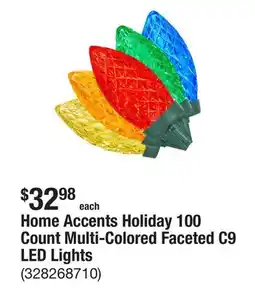 The Home Depot Home Accents Holiday 100 Count Multi-Colored Faceted C9 LED Lights offer