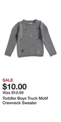 TJ Maxx Toddler Boys Truck Motif Crewneck Sweater offer