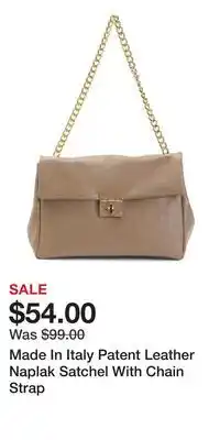 TJ Maxx Made In Italy Patent Leather Naplak Satchel With Chain Strap offer