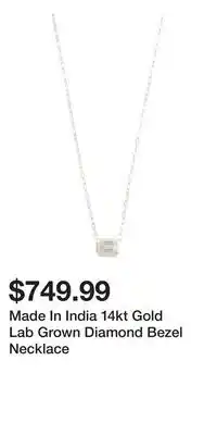 TJ Maxx Made In India 14kt Gold Lab Grown Diamond Bezel Necklace offer