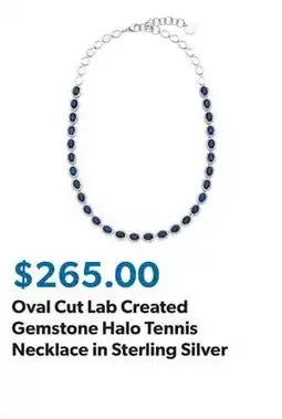 Sam's Club Oval Cut Lab Created Gemstone Halo Tennis Necklace in Sterling Silver offer