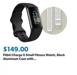 Sam's Club Fitbit Charge 6 Small Fitness Watch, Black Aluminum Case with Obsidian & Frost White Bands offer