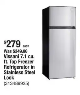 The Home Depot Vissani 7.1 cu. ft. Top Freezer Refrigerator in Stainless Steel Look offer