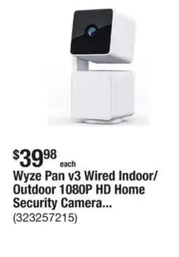 The Home Depot Wyze Pan v3 Wired Indoor/ Outdoor 1080P HD Home Security Camera... offer