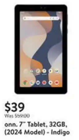 Walmart onn. 7" Tablet, 32GB, (2024 Model) - Indigo offer