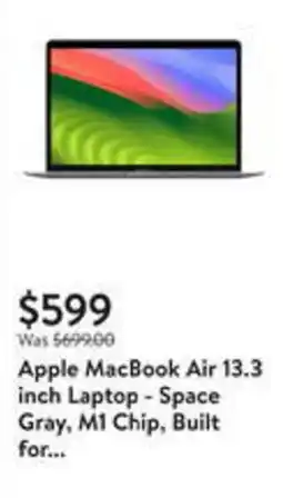 Walmart Apple MacBook Air 13.3 inch Laptop - Space Gray, M1 Chip, Built for... offer
