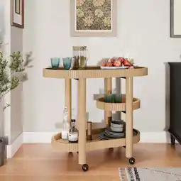 Walmart Beautiful Drew Bar Cart by Drew Barrymore, Warm Honey offer