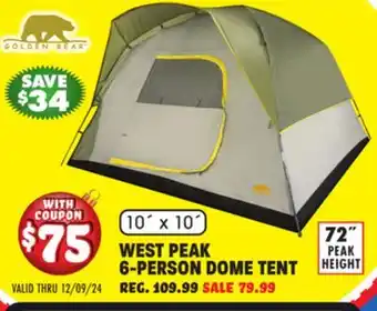 Big 5 Golden Bear West Peak 6-Person Dome Tent offer