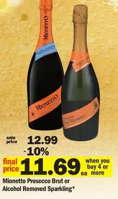 Meijer Mionetto Prosecco Brut or Alcohol Removed Sparkling offer