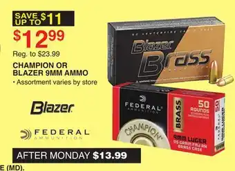 Dunham's Sports CHAMPION OR BLAZER 9MM AMMO offer