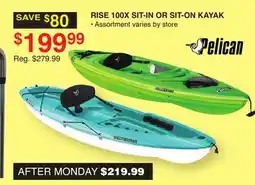 Dunham's Sports PELICAN RISE 100X SIT-IN OR SIT-ON KAYAK offer