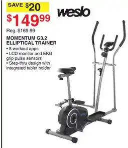 Dunham's Sports WESLO MOMENTUM G3.2 ELLIPTICAL TRAINER offer