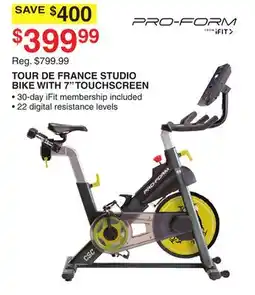 Dunham's Sports PRO-FORM TOUR DE FRANCE STUDIO BIKE WITH 7 TOUCHSCREEN offer