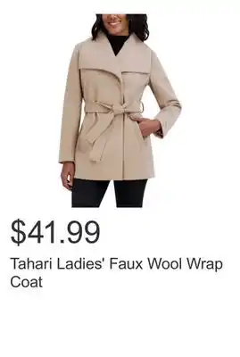 Costco Tahari Ladies' Faux Wool Wrap Coat offer