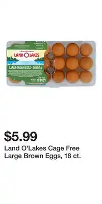 BJ’s Land O'Lakes Cage Free Large Brown Eggs, 18 ct offer