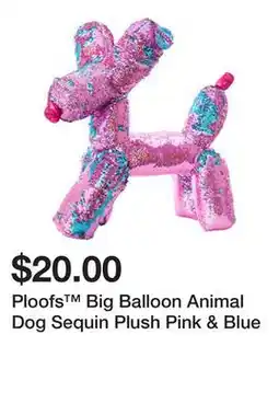 Five Below Ploofs Big Balloon Animal Dog Sequin Plush Pink & Blue offer