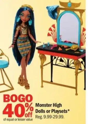 Meijer Monster High Dolls or Playsets offer