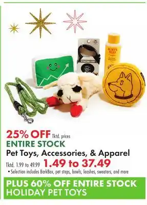 Boscov's ENTIRE STOCK Pet Toys, Accessories, & Apparel offer