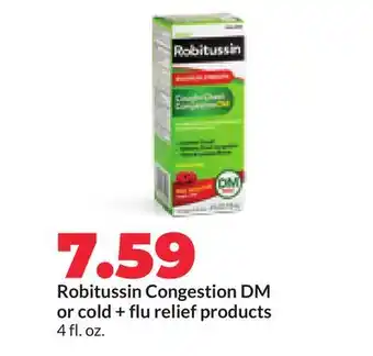 Hy-Vee Robitussin Congestion DM or cold + flu relief products offer