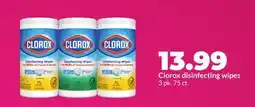 Hy-Vee Clorox disinfecting wipes offer