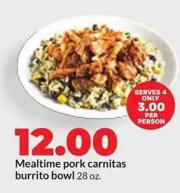 Hy-Vee Mealtime pork carnitas burrito bowl offer