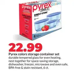 Hy-Vee Pyrex colors storage container set offer