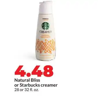 Hy-Vee Natural Bliss or Starbucks creamer offer