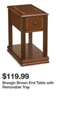 Big Lots Breegin Brown End Table with Removable Tray offer