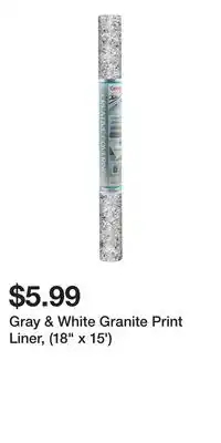 Big Lots Gray & White Granite Print Liner, (18 x 15') offer