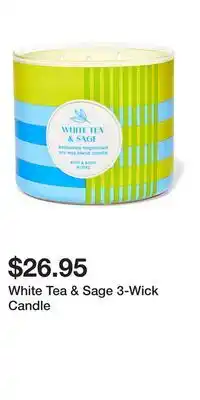 Bath & Body Works White Tea & Sage 3-Wick Candle offer