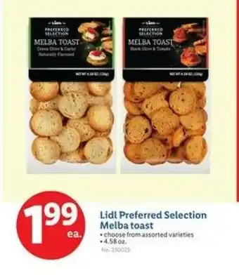 Lidl Lidl Preferred Selection Melba toast offer