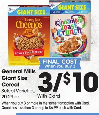 Ralphs General Mills Giant Size Cereal offer