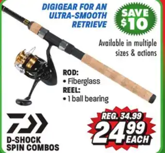 Big 5 Daiwa D Shock Spin Reel and Fiberglass Rod Spin Combo offer