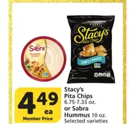 Vons Stacy's Pita Chips 6.75-7.33 oz. or Sabra Hummus 10 oz offer